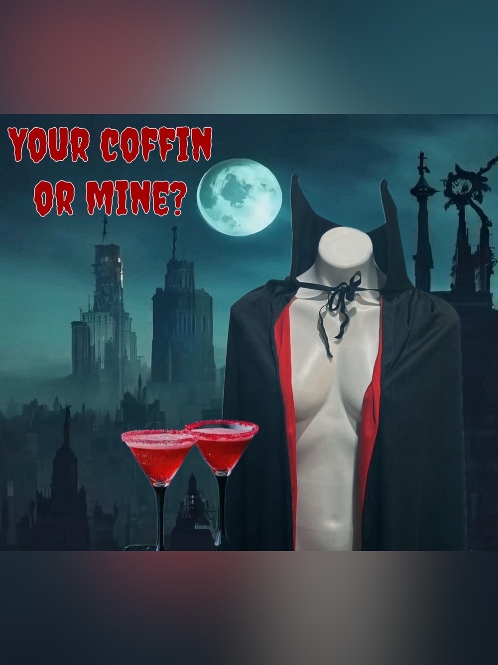 Black Hooded Dracula Cape with Red Lining - Unisex Large or 2X - Picture 13 of 13